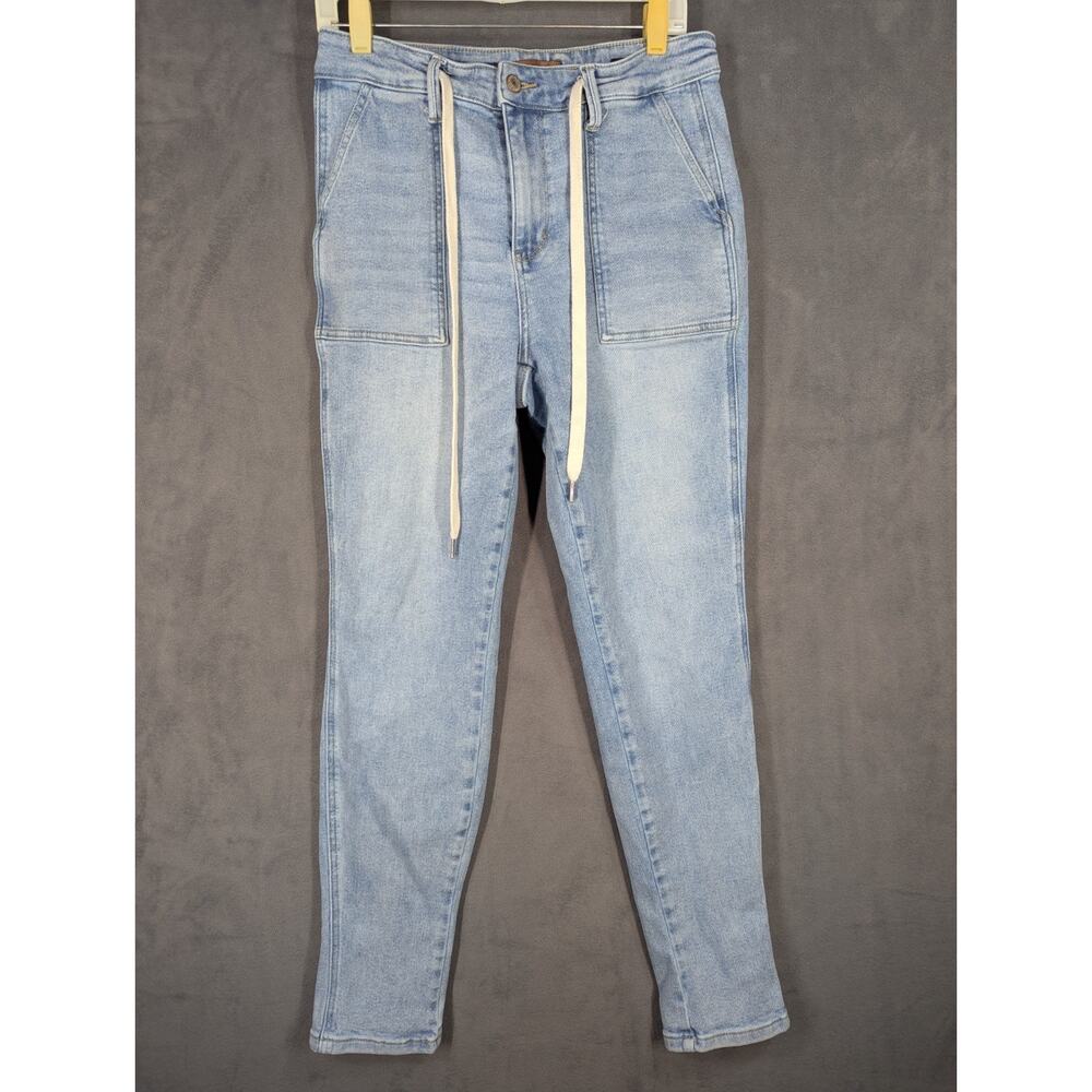 Judy Blue Denim Joggers Straight Leg Light Wash Sz 7/28 Drawstring